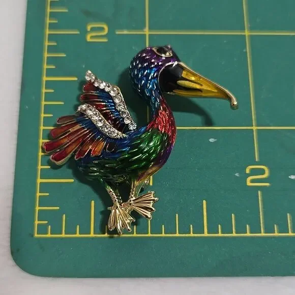 Colorful Bird Brooch with Gold Accents - Picture 6 of 7